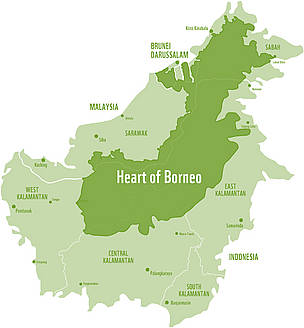 Map of Borneo Map of the heart of Borneo