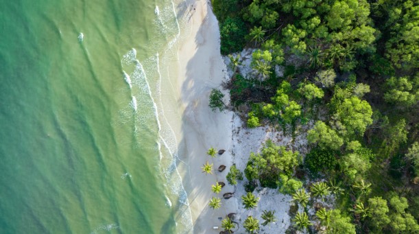 A sky view of the small beach paradise Phu Quoc Vietnam A sky view of the small beach paradise Phu Quoc Vietnam