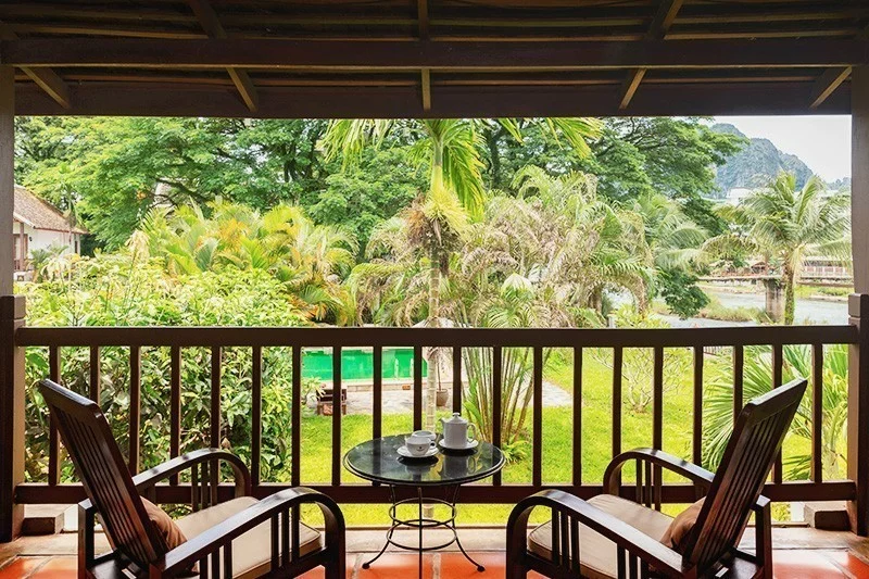 Riverside boutique resort vang vieng view from deck