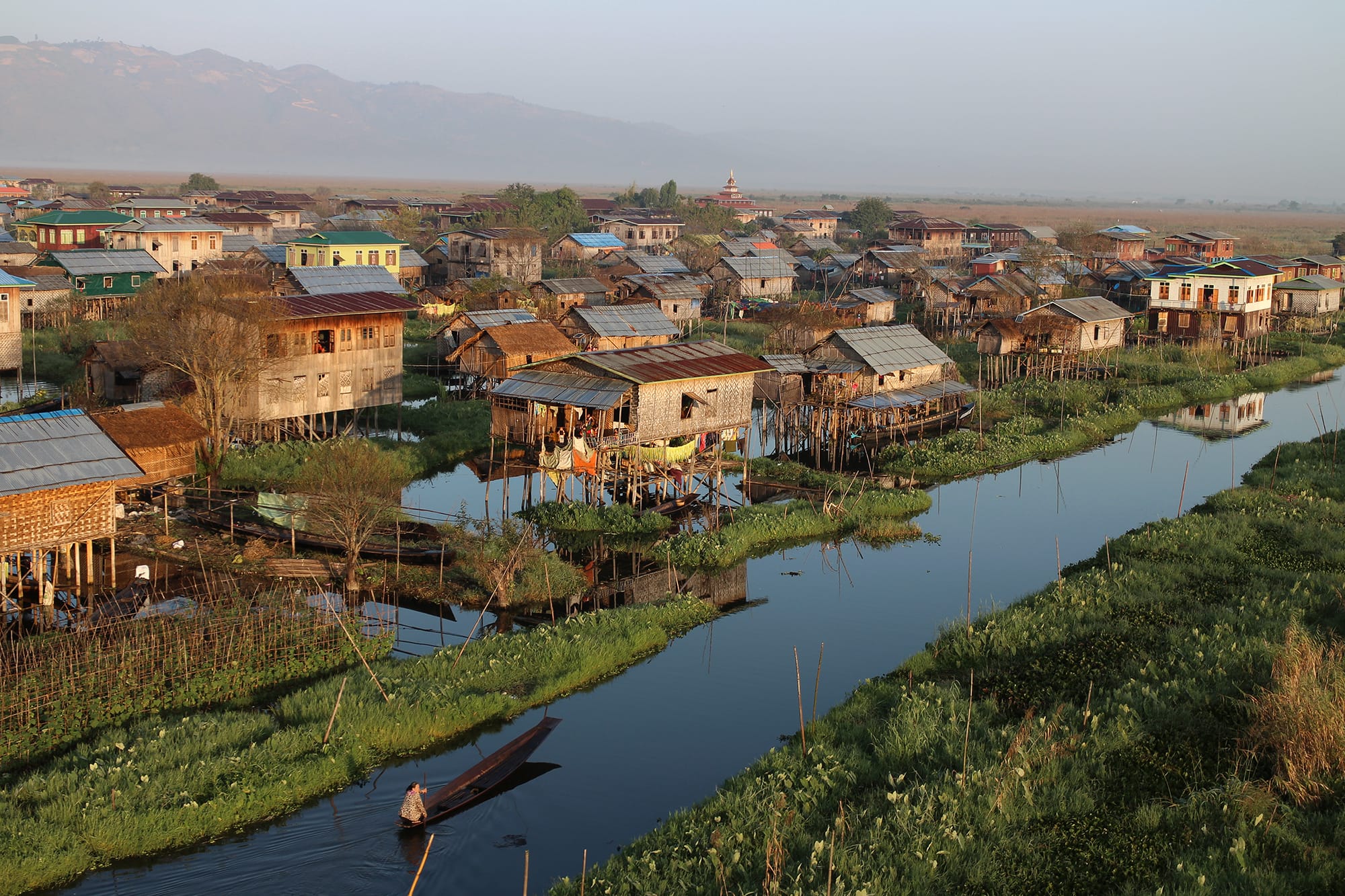 Myanmar Inle Lake Stilted village on the edge of Inle Lake, Myanmar
