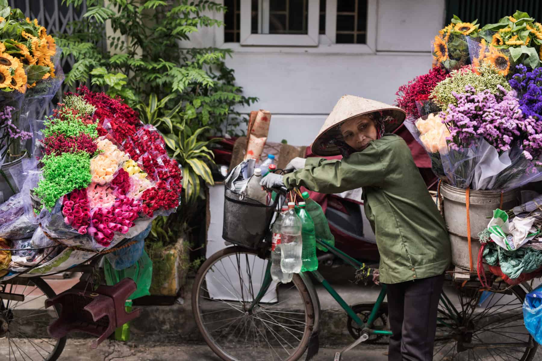 Hanoi bicycles and flowers
