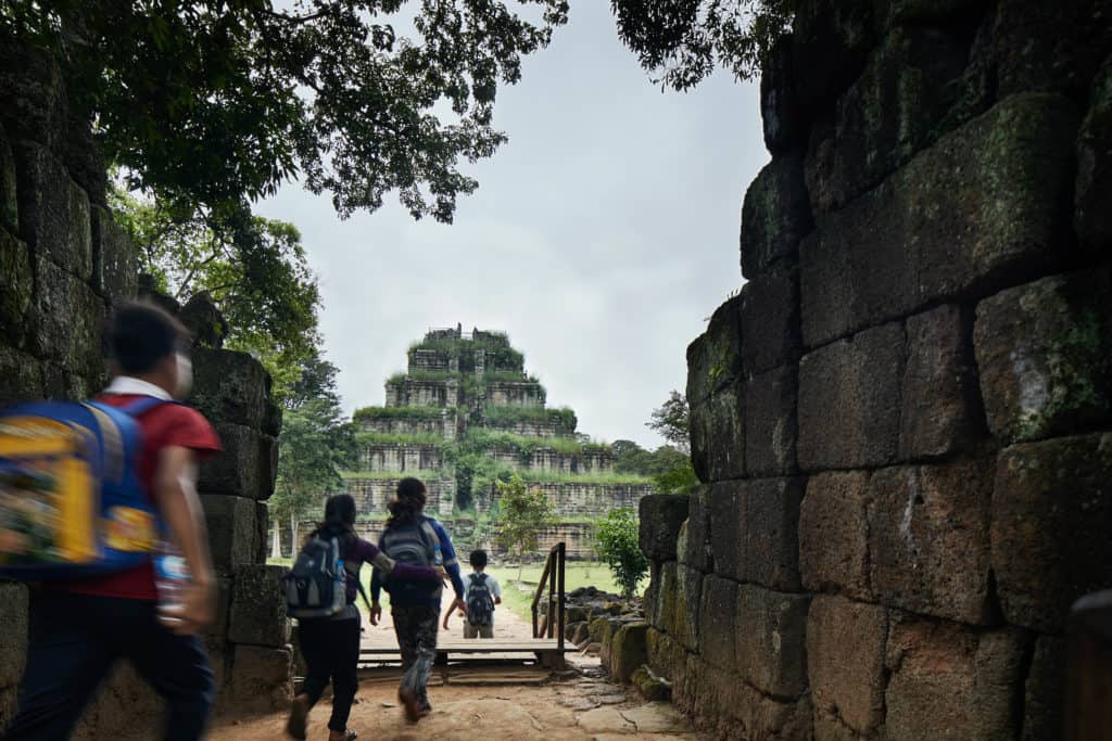 Koh Ker Kids at the Temple School children visiting Koh Ker temple in the vast temple of angkor complex