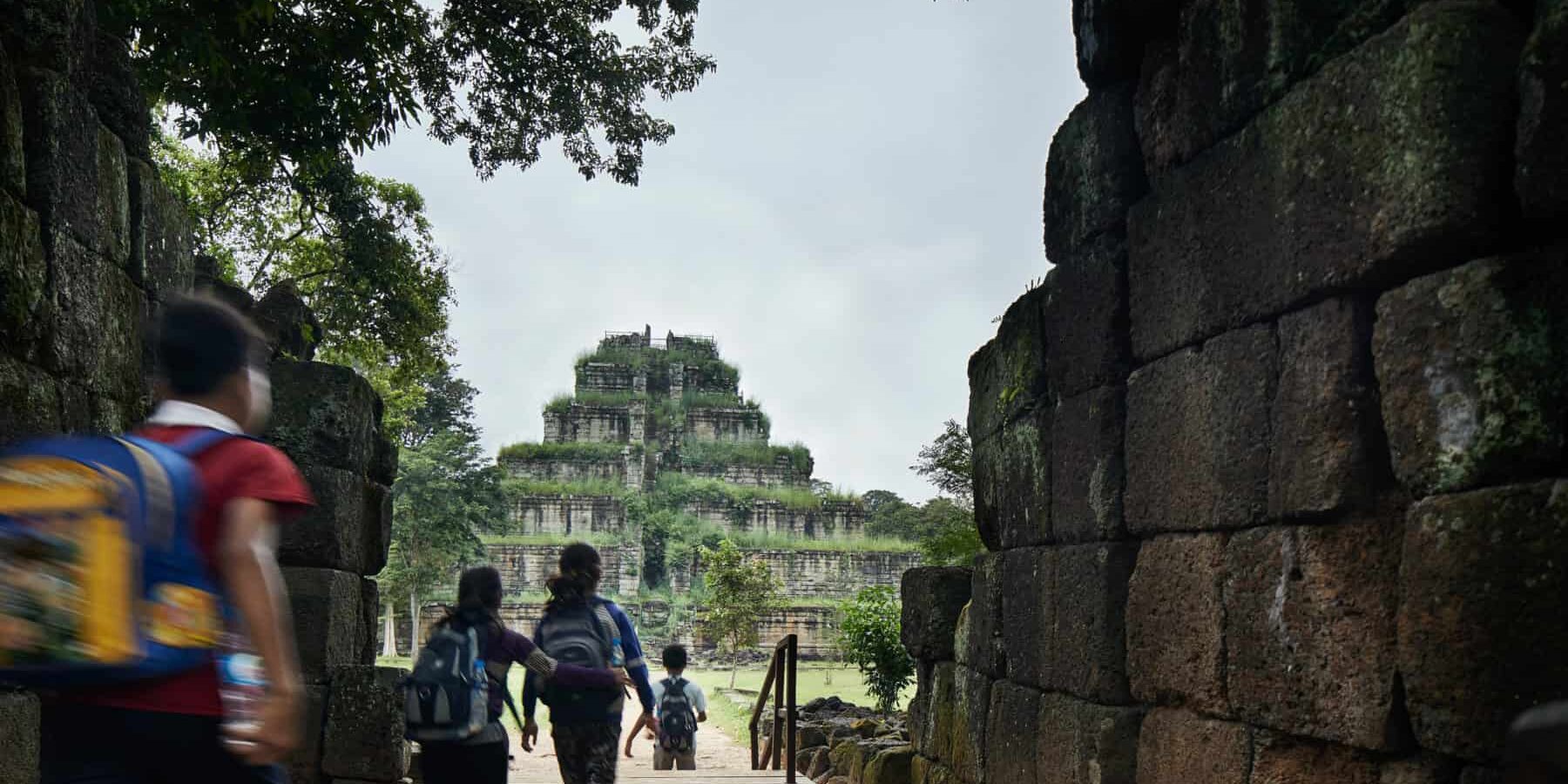 Koh Ker Kids at the Temple School children visiting Koh Ker temple in the vast temple of angkor complex