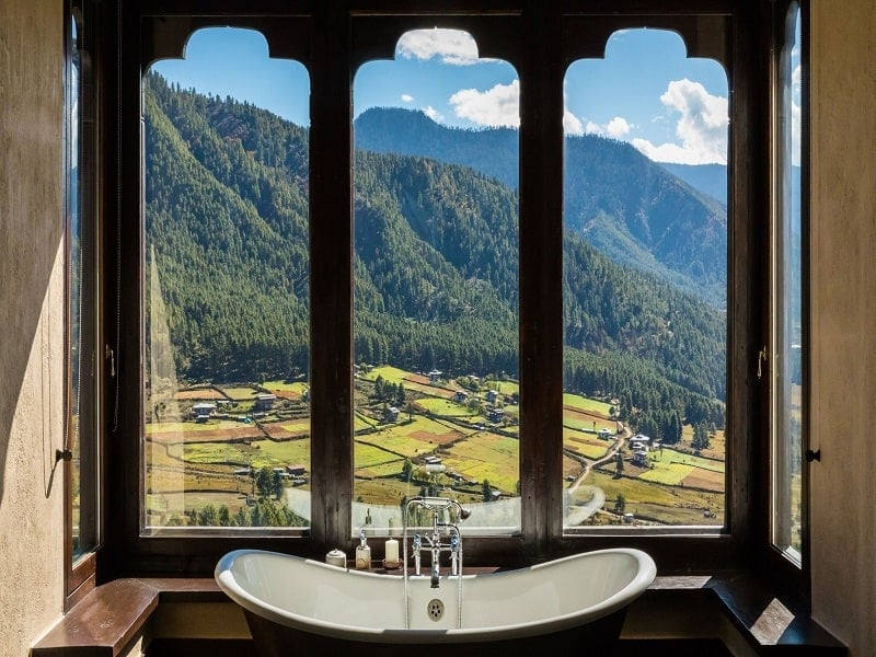 Gangtey 5 View from bathroom in Gangtey Lodge Bhutan