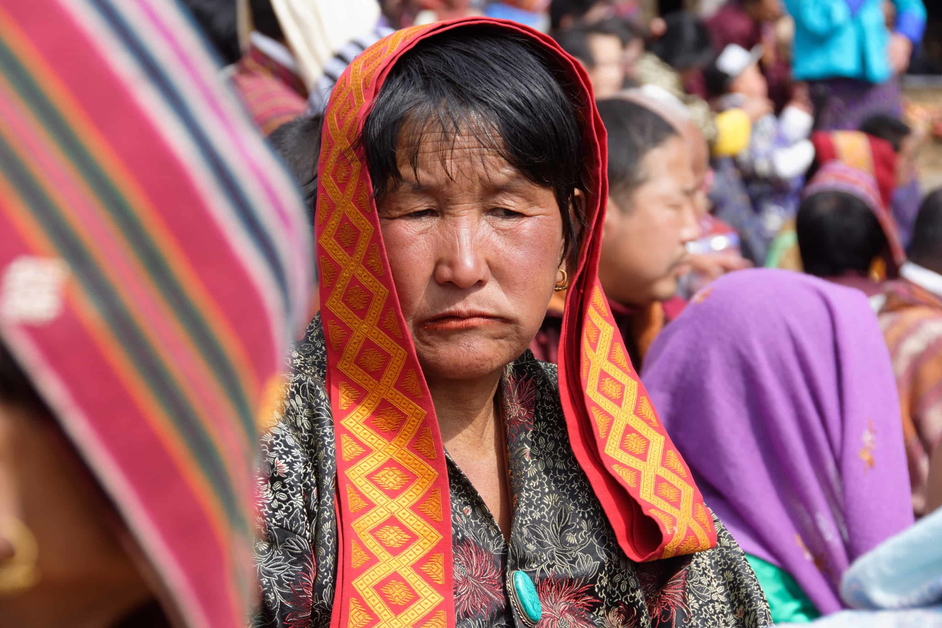 Local at Paro Festival Sedgwick Traditional Dress at Paro Festival in Bhutan