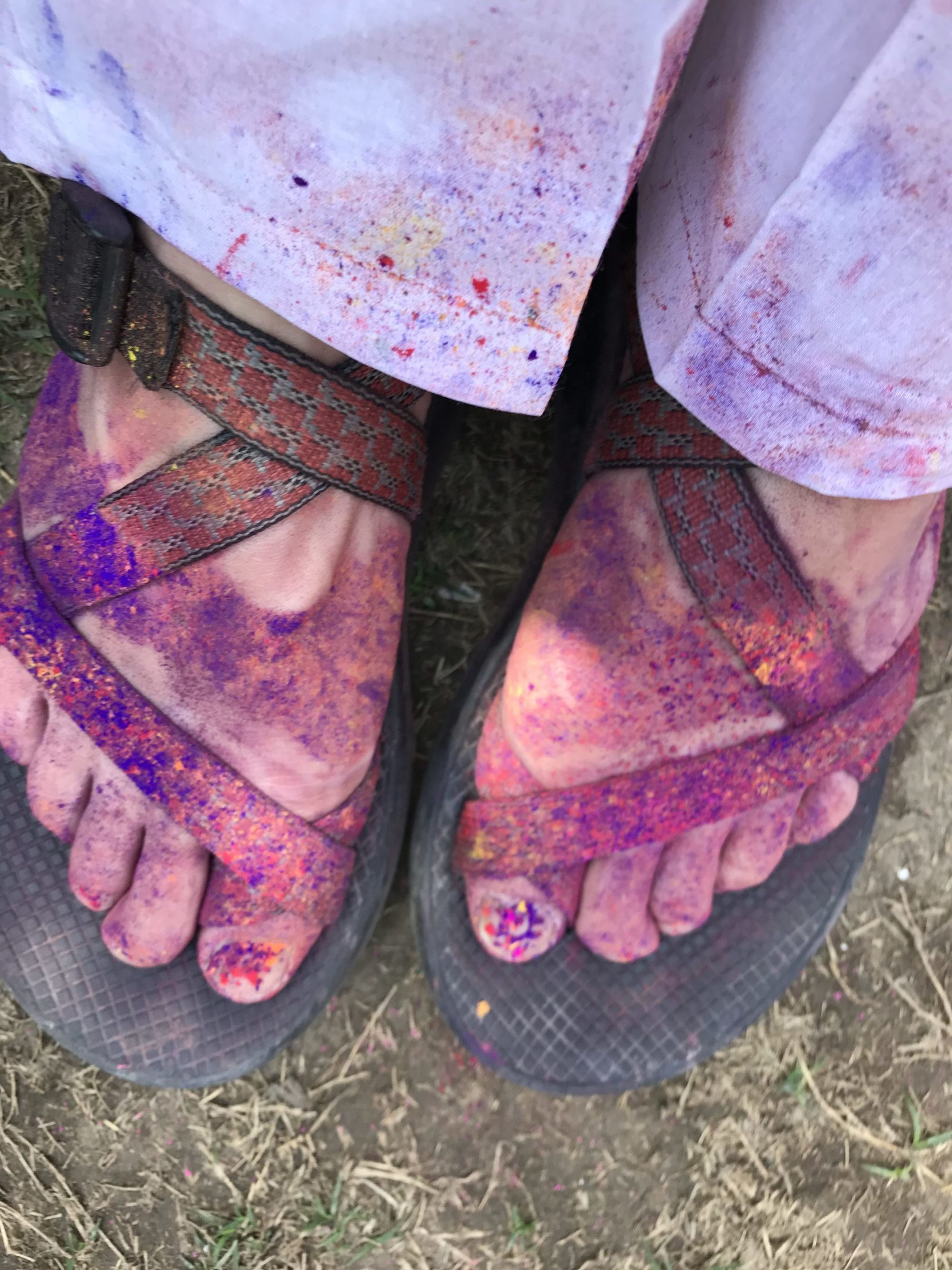 Feet covered with dye from Holi Festival Feet covered with dye from Holi Festival