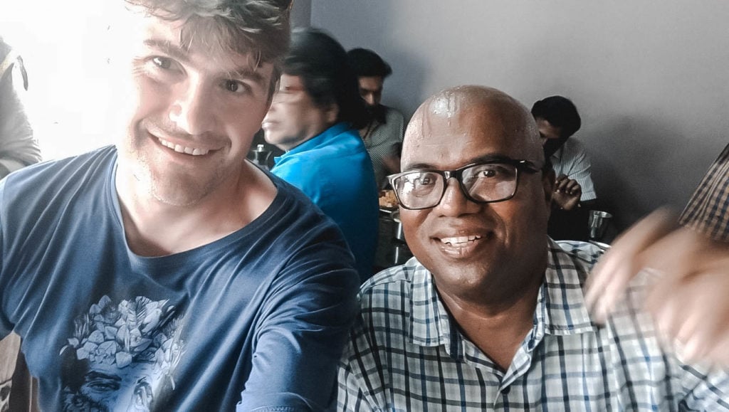 Sam in Sri Lanka with guide Tourist in Sri Lanka with local guide