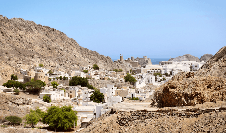 Muscat in Oman A view of Muscat old town from a far