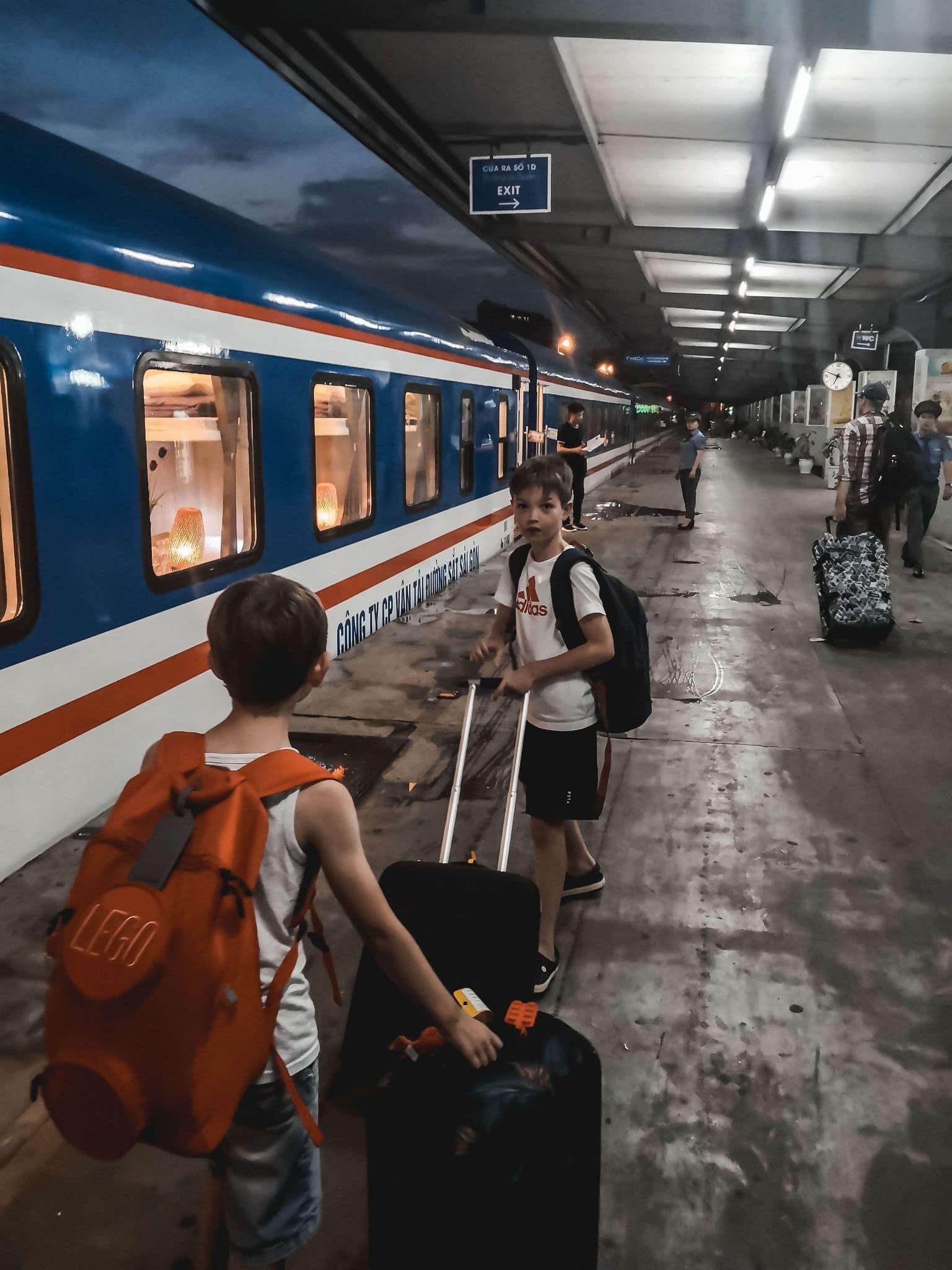 Travel With Children Getting ready to sleep on an overnight train journey in Vietnam