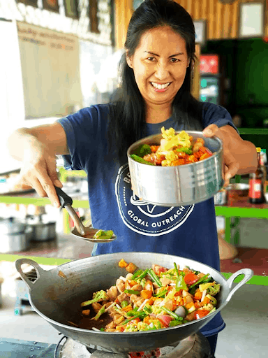 Sue cooking Cooking class in Myanmar
