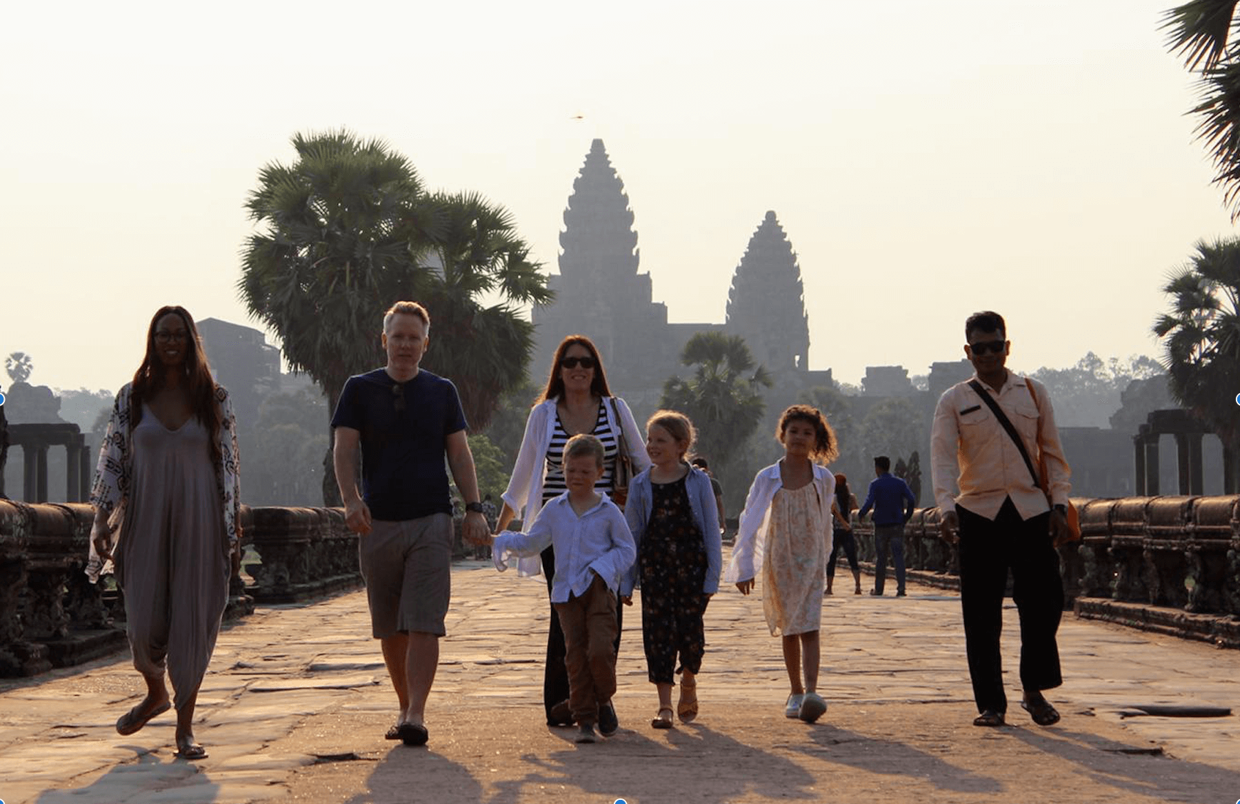 Melissa family angkor wat Family with guide at Angkor Wat