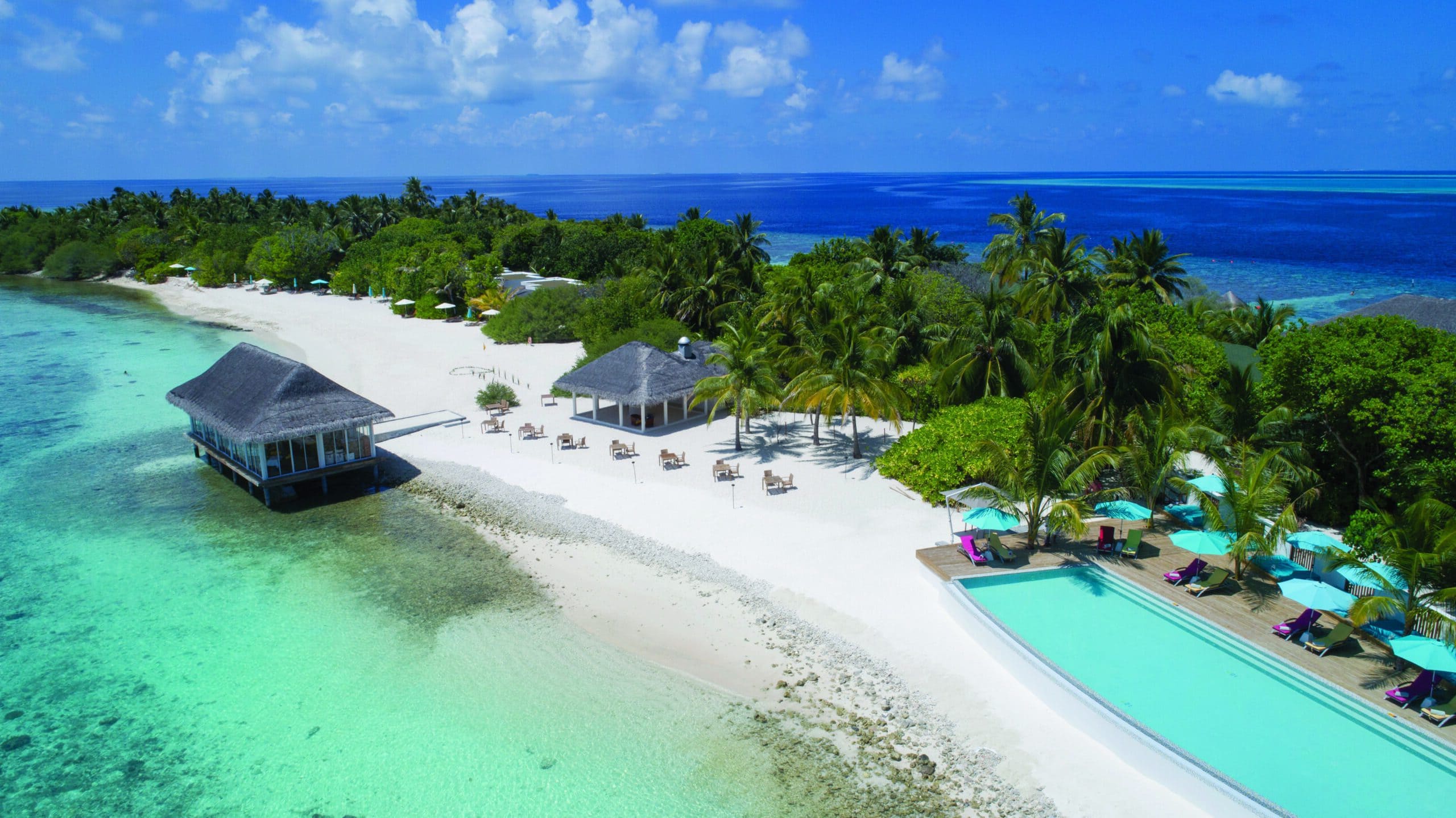 OBLU by Atmosphere Helengeli Island Aerial view of OBLU by Atmosphere resort in the Maldives