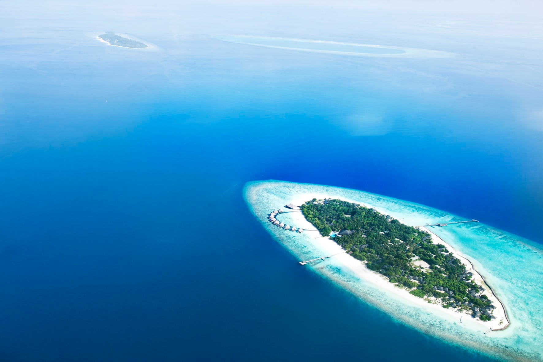 Ariel view of a Maldives Islands View from above - Private islands in the Maldives