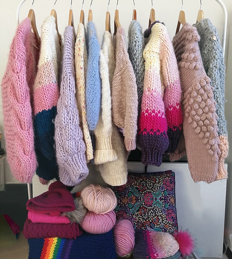 Melissa knitting Hand knitted pastel cardigans made by Melissa Clark