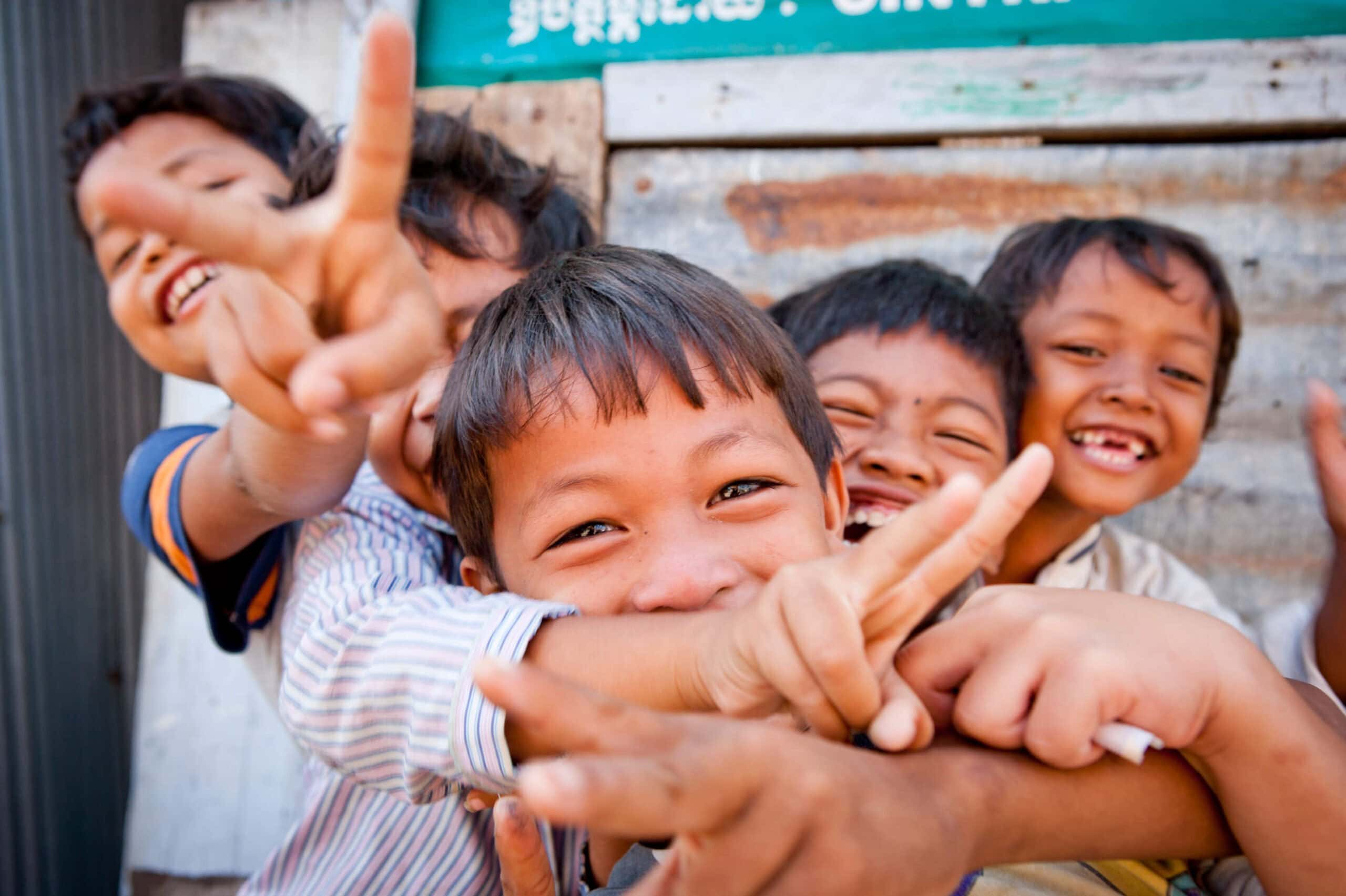 Children laughing on day trip with Save the Wonder in Cambodia Children laughing on day trip with Save the Wonder in Cambodia