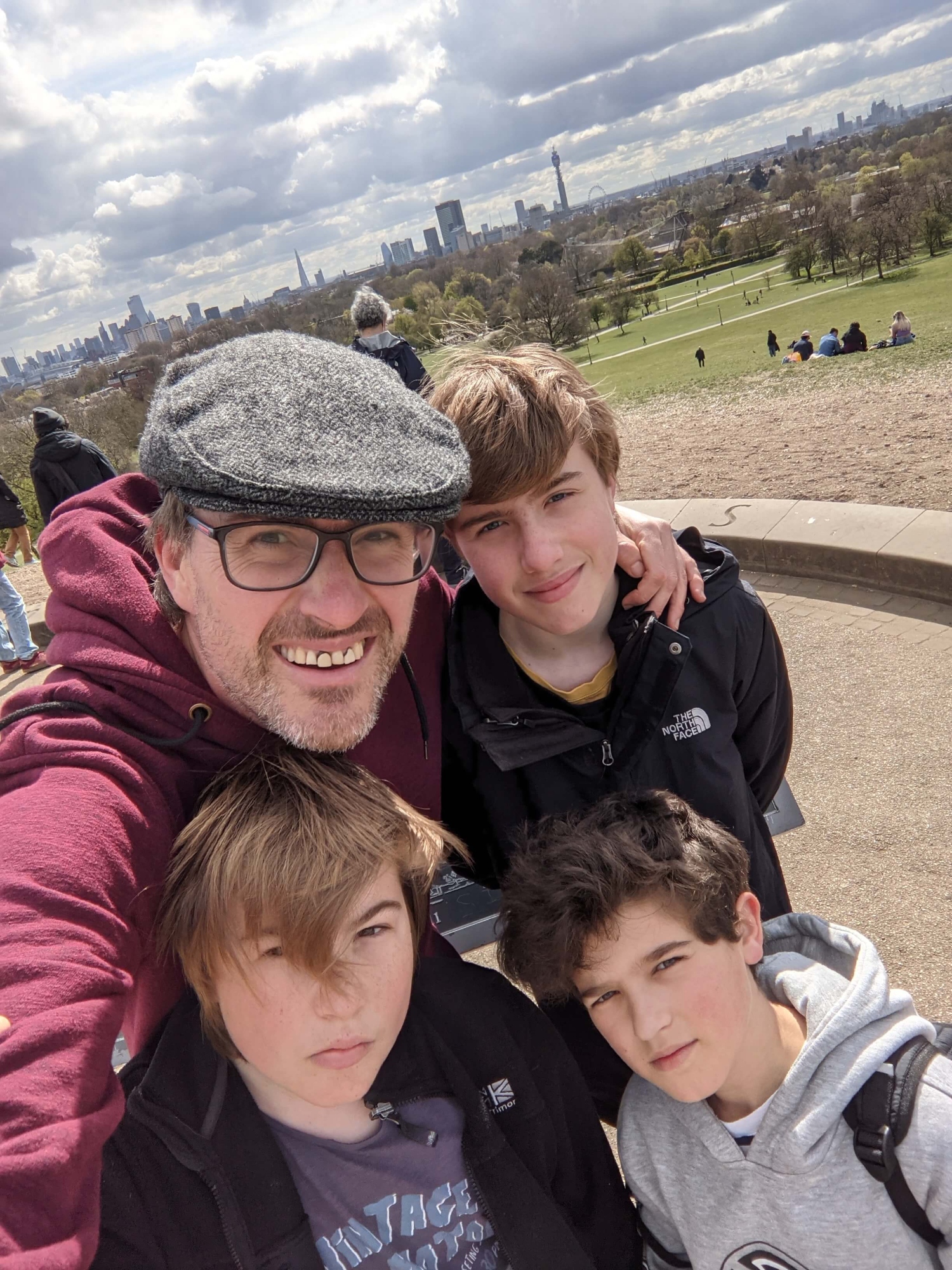 Sam Clark family selfie on Primrose Hill in London (1) Family selfie on Primrose Hill in London