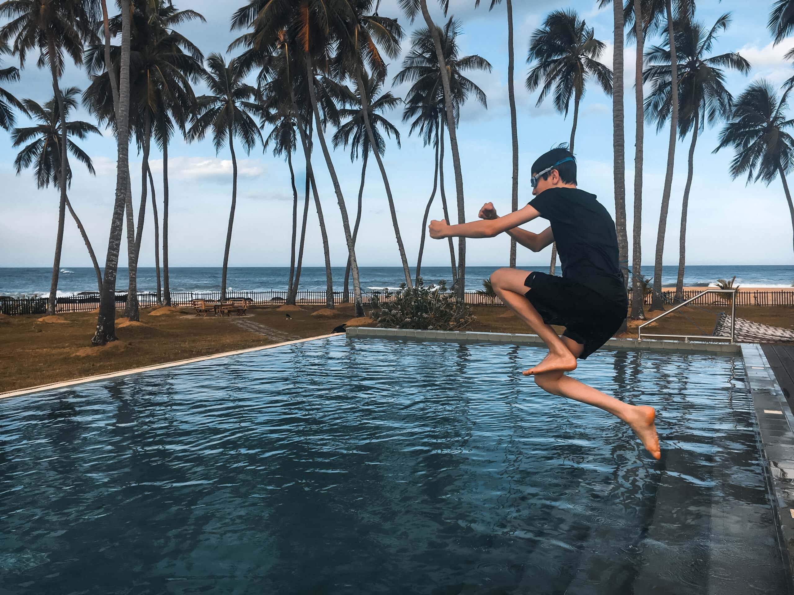 16 year old Felix on holiday in Sri Lanka jumping in a pool at Jetwing Arugam Bay 16 year old felix on holiday in Sri Lanka jumping in a pool at Jetwing Arugam Bay