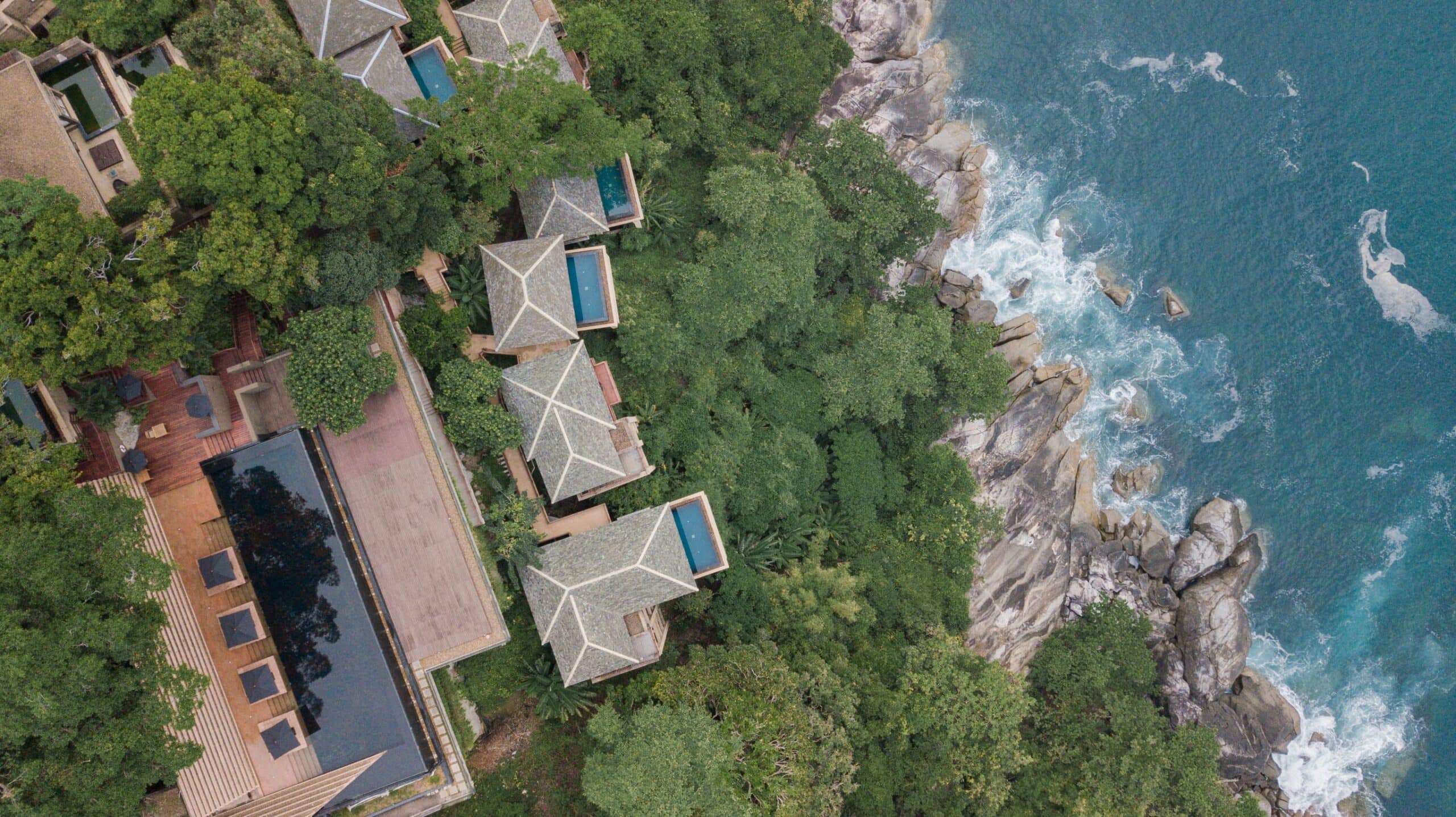 Paresa Resort in Kamala beach Ariel shot of Paresa Resort in Phuket