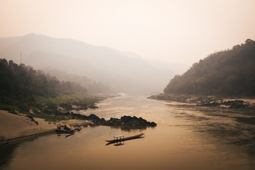 Sunrise on the River Mekong, Laos Sunrise on the River Mekong, Laos