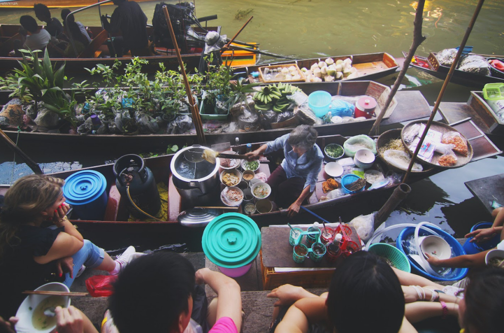 River market serving traditional food in Southeast Asia River market serving traditional food in Southeast Asia