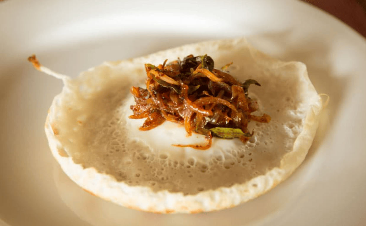 Sri Lankan hopper filled with chutney Sri Lankan hopper filled with chutney