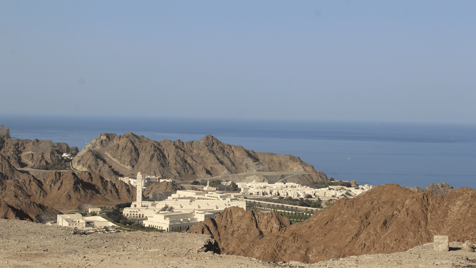 Oman Beaches (3) A view of Qantab beach and town from a nearby mountain.